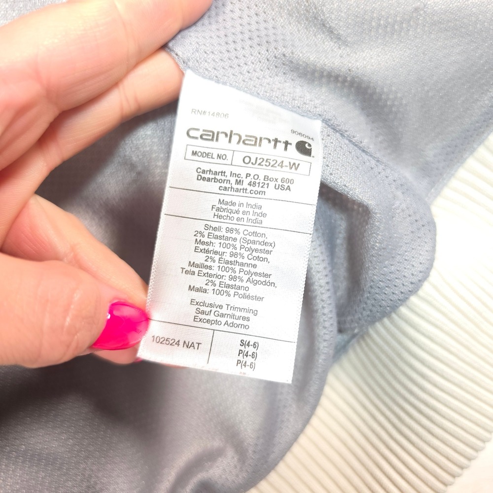 Carhartt Bomber Jacket Womens S White Rugged Flex Canvas Workwear 0J2524-W - Picture 9 of 15